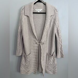 Max Studio Luxury Yarns Alpaca Blend Cable Knit Cardigan Sweater M Cozycore soft